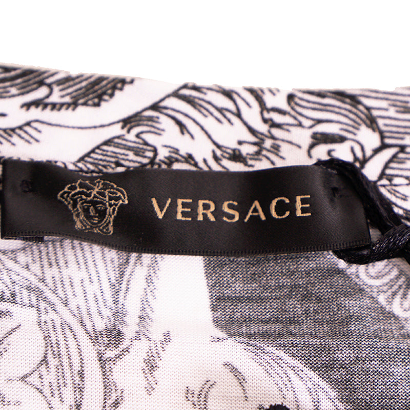 sz XS NEW $600 VERSACE Mens Black Blue White BAROQUE PRINT Crew Neck T-SHIRT TEE