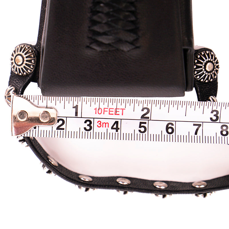 NEW $745 SAINT LAURENT Black Leather WESTERN SILVER STUDDED Mini Bag NECKLACE