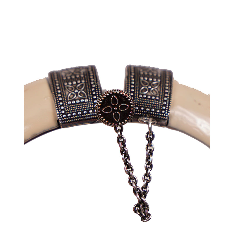 NEW $595 SAINT LAURENT Ivory Resin Vintage Style BOHO Hinged Pin Clasp BRACELET