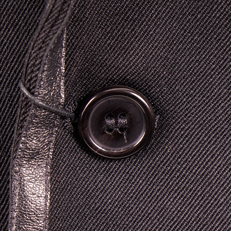 52 NEW $3,290 SAINT LAURENT Men's Black Wool LEATHER TRIM Fitted BLAZER JACKET