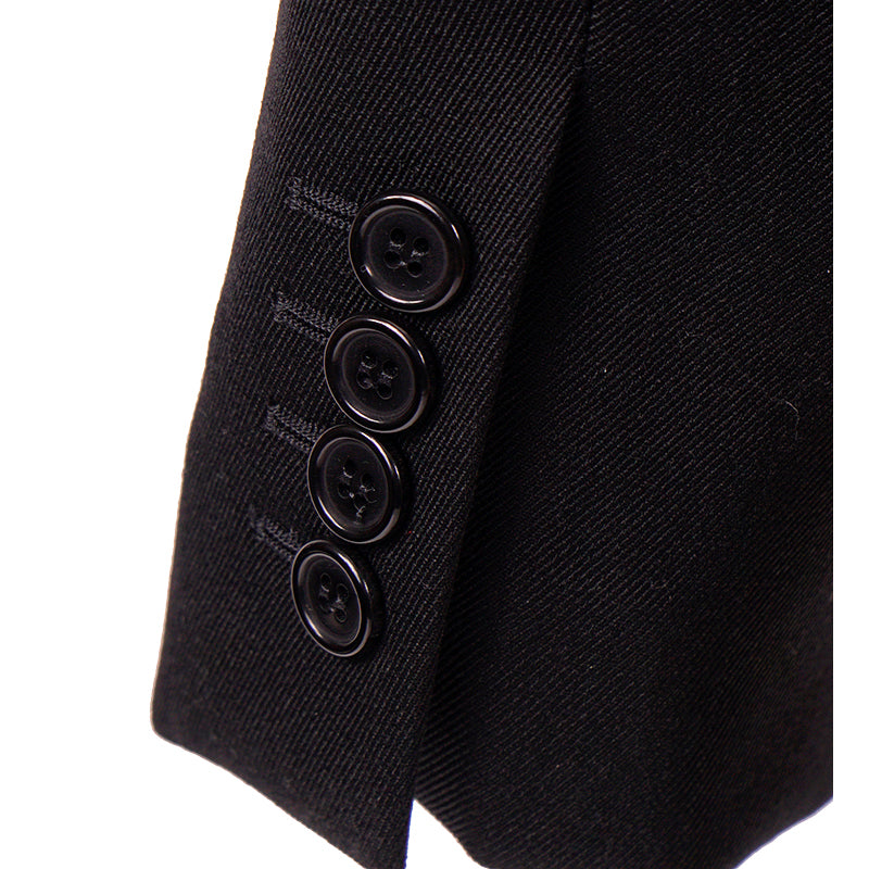 52 NEW $3,290 SAINT LAURENT Men's Black Wool LEATHER TRIM Fitted BLAZER JACKET