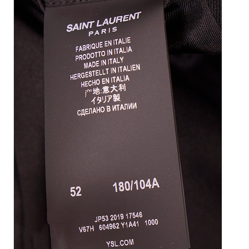 52 NEW $3,290 SAINT LAURENT Men's Black Wool LEATHER TRIM Fitted BLAZER JACKET