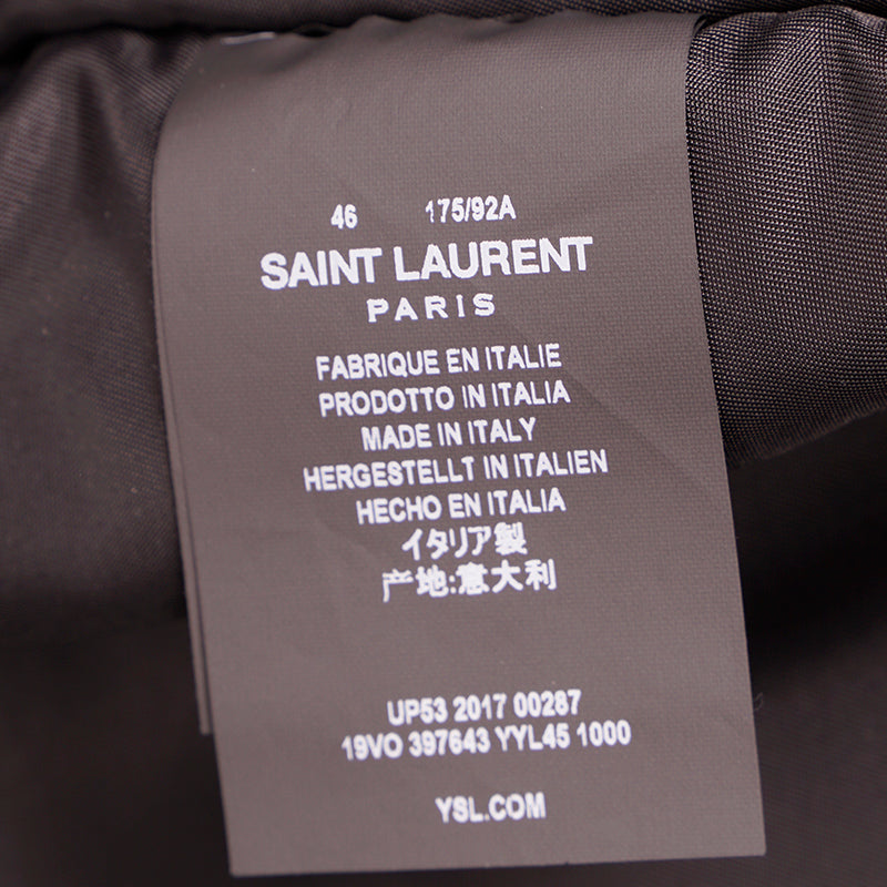 46 US 36 NEW $1,990 SAINT LAURENT Men's Black BOMBER AVIATOR Iconic Nylon JACKET