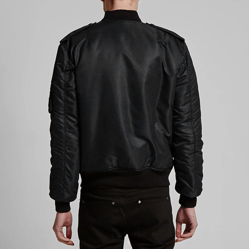 46 US 36 NEW $1,990 SAINT LAURENT Men's Black BOMBER AVIATOR Iconic Nylon JACKET