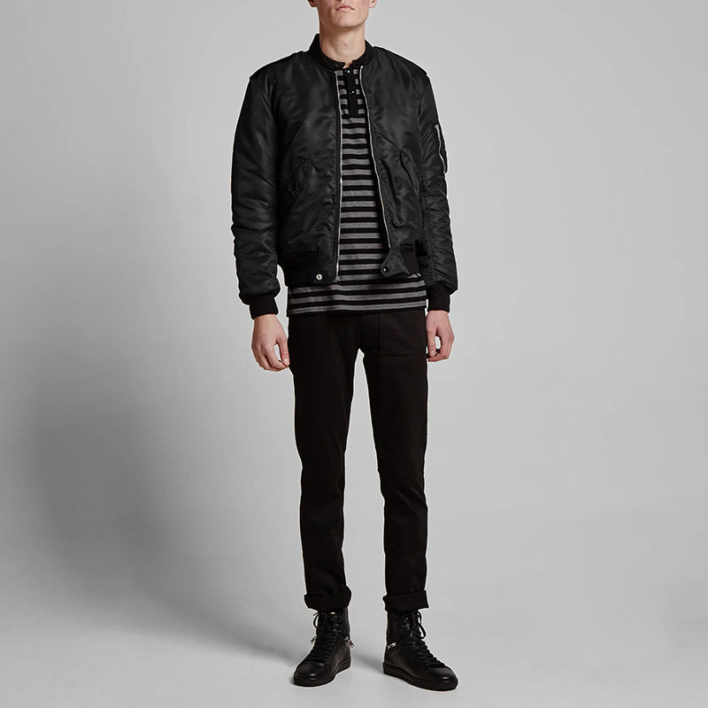 46 US 36 NEW $1,990 SAINT LAURENT Men's Black BOMBER AVIATOR Iconic Nylon JACKET