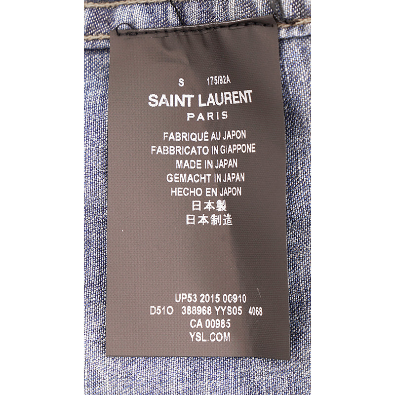 S NEW $750 SAINT LAURENT Vintage Blue JAPAN DENIM Classic WESTERN Style SHIRT