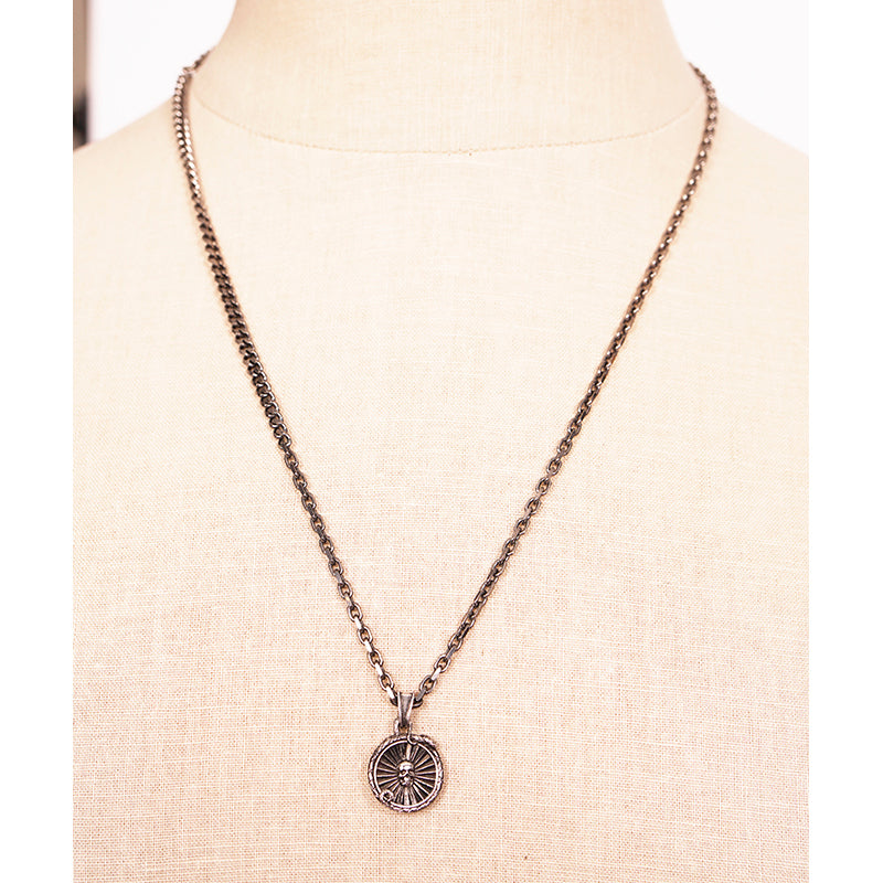 NEW $490 ALEXANDER MCQUEEN Silver Tone Brass SKULL SNAKE COIN CHARM NECKLACE NWT