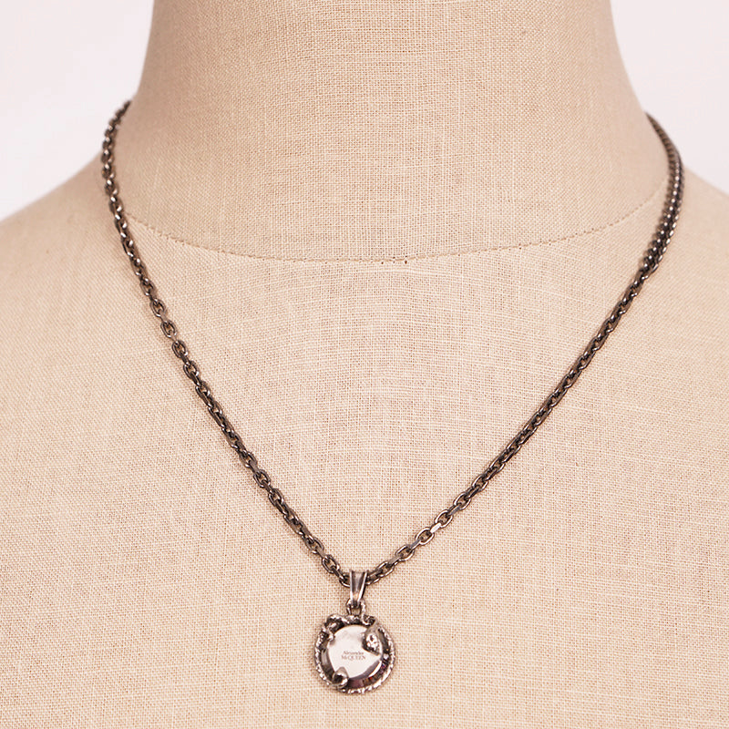 NEW $490 ALEXANDER MCQUEEN Silver Tone Brass SKULL SNAKE COIN CHARM NECKLACE NWT