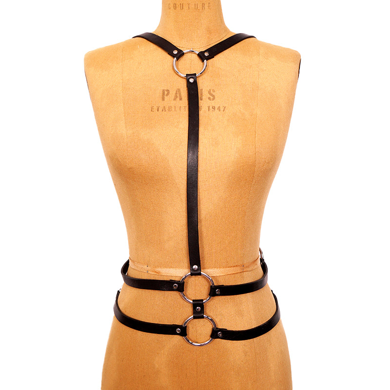 NEW $590 ALEXANDER MCQUEEN MCQ Black Leather BODY HARNESS Silver Hardware BELT