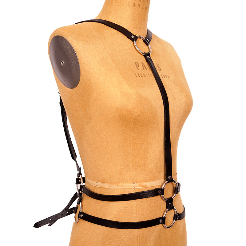NEW $590 ALEXANDER MCQUEEN MCQ Black Leather BODY HARNESS Silver Hardware BELT
