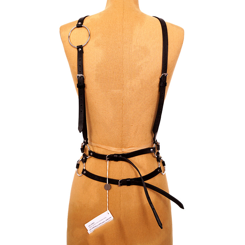 NEW $590 ALEXANDER MCQUEEN MCQ Black Leather BODY HARNESS Silver Hardware BELT