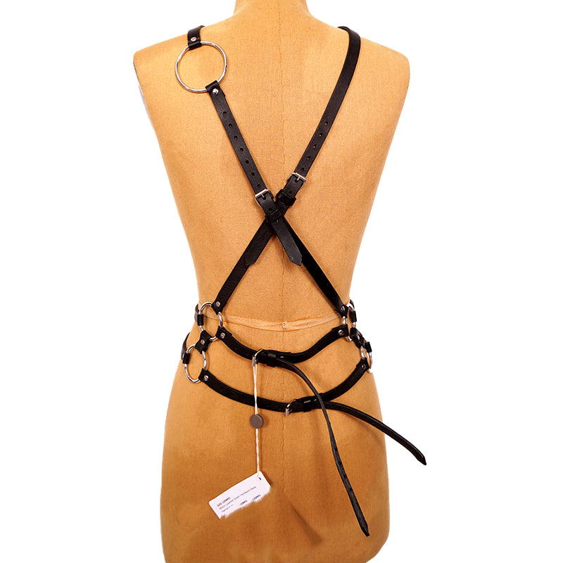NEW $590 ALEXANDER MCQUEEN MCQ Black Leather BODY HARNESS Silver Hardware BELT