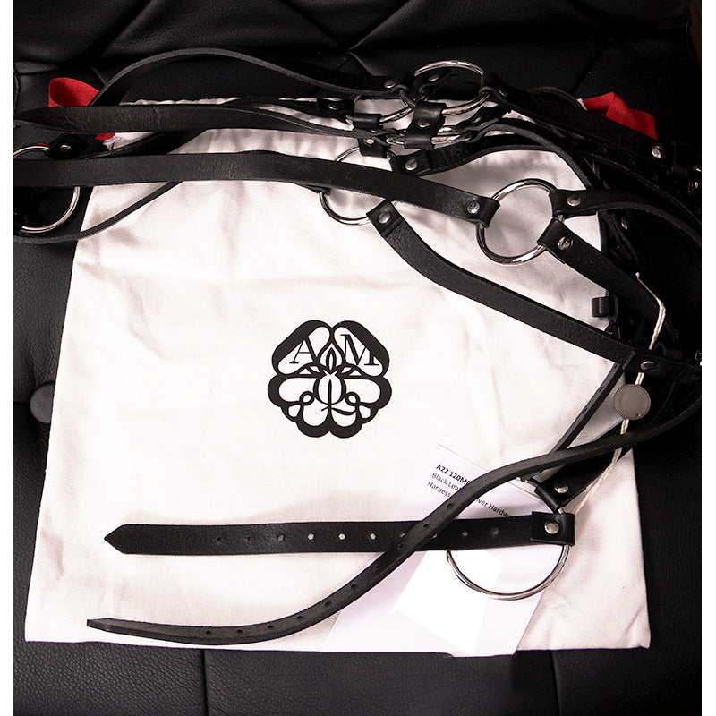 NEW $590 ALEXANDER MCQUEEN MCQ Black Leather BODY HARNESS Silver Hardware BELT