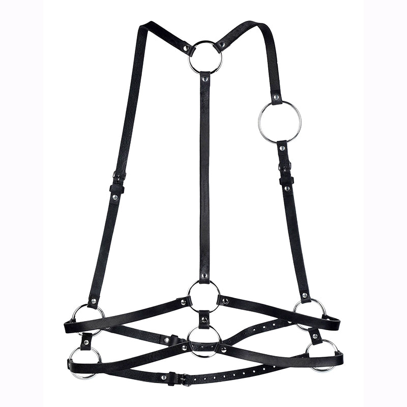 NEW $590 ALEXANDER MCQUEEN MCQ Black Leather BODY HARNESS Silver Hardware BELT