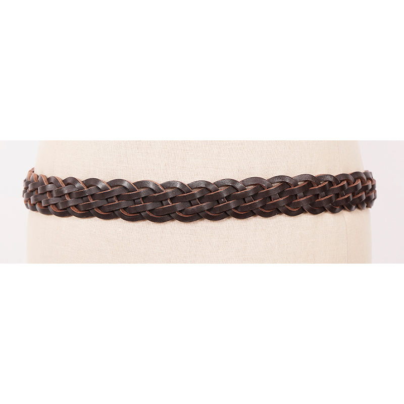 40/100 NEW $410 BURBERRY Brown BRAIDED LEATHER Brass Buckle Miurbank 30MM BELT L