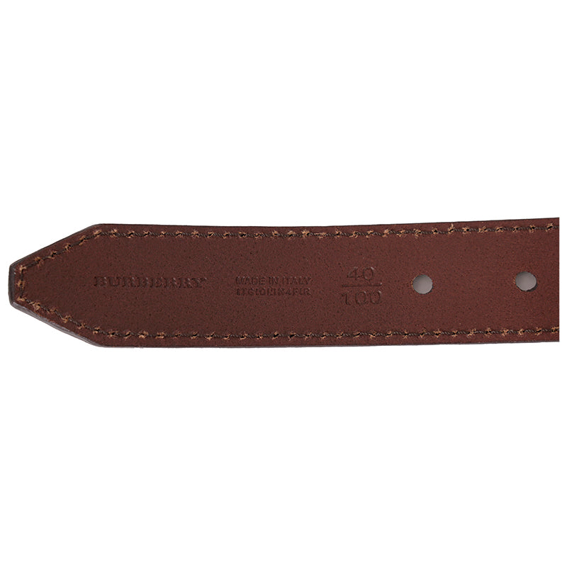 40/100 NEW $410 BURBERRY Brown BRAIDED LEATHER Brass Buckle Miurbank 30MM BELT L