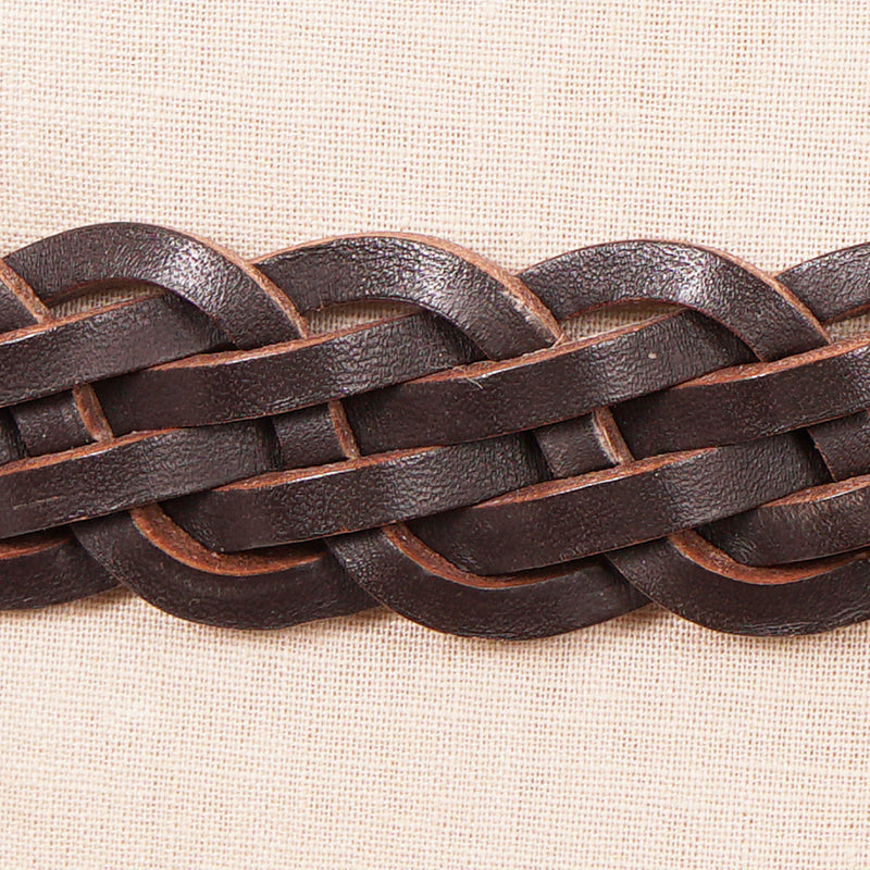 40/100 NEW $410 BURBERRY Brown BRAIDED LEATHER Brass Buckle Miurbank 30MM BELT L
