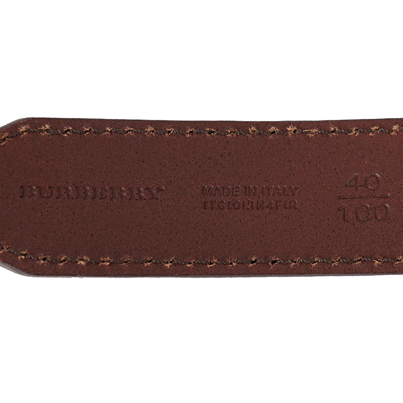 40/100 NEW $410 BURBERRY Brown BRAIDED LEATHER Brass Buckle Miurbank 30MM BELT L