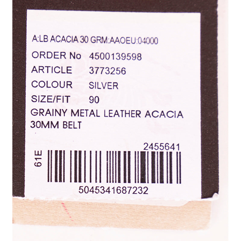36/90 NEW $510 BURBERRY Woman's Silver Grainy Leather O Ring Acacia 30MM BELT