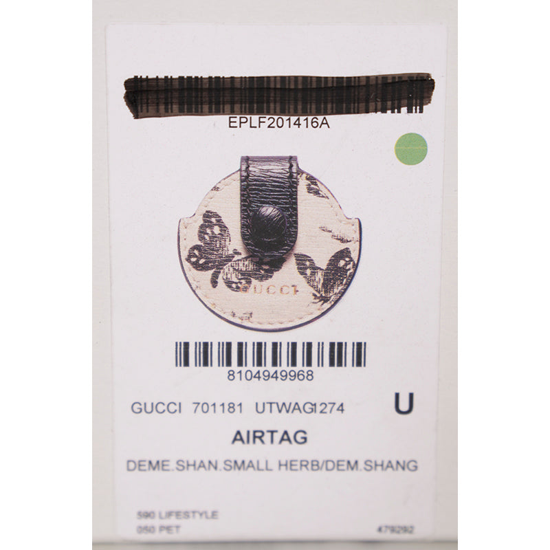 NEW $210 GUCCI Black White HERBARIUM Butterfly Floral Print Pet AIRTAG CASE NIB