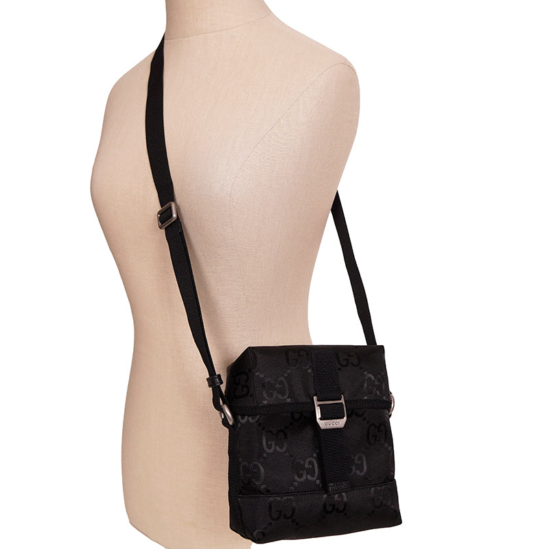 NEW $980 GUCCI Black OFF THE GRID Nylon Monogram Shoulder/Crossbody Small BAG