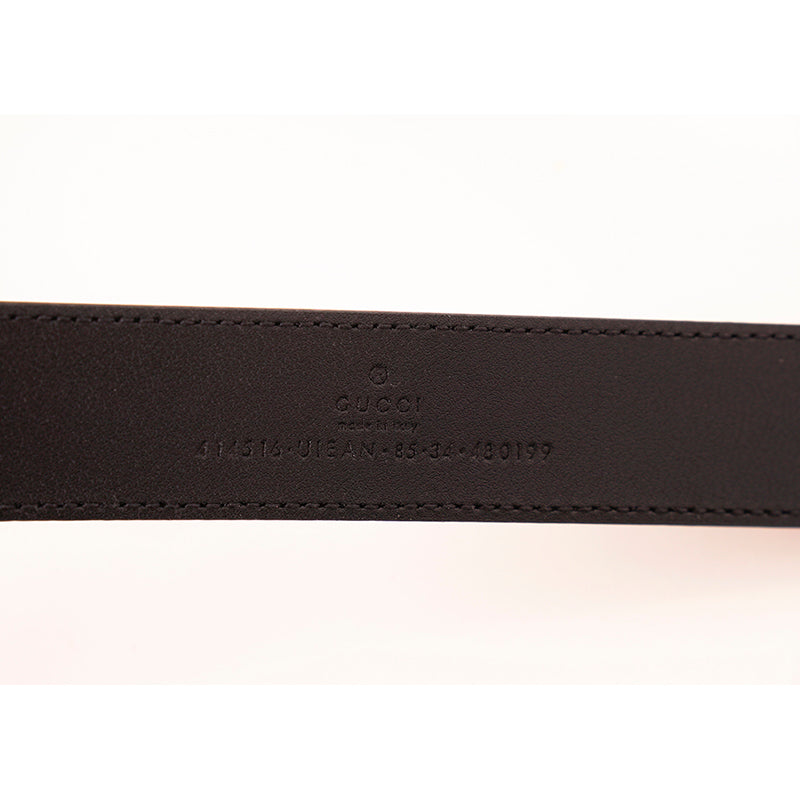 90/36 NEW $570 GUCCI Men's Black/Gray Supreme Coated Canvas GG LOGO BEE BELT NWT