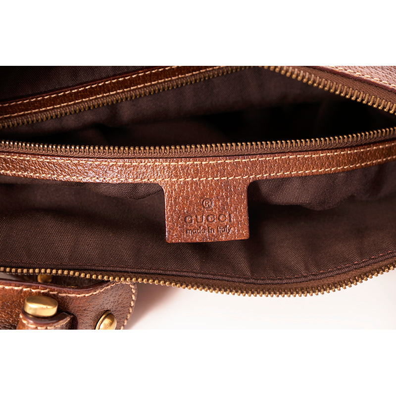 2005 VINTAGE GUCCI Brown GG Canvas Leather Pelham PRINT AD RUNWAY Messenger BAG