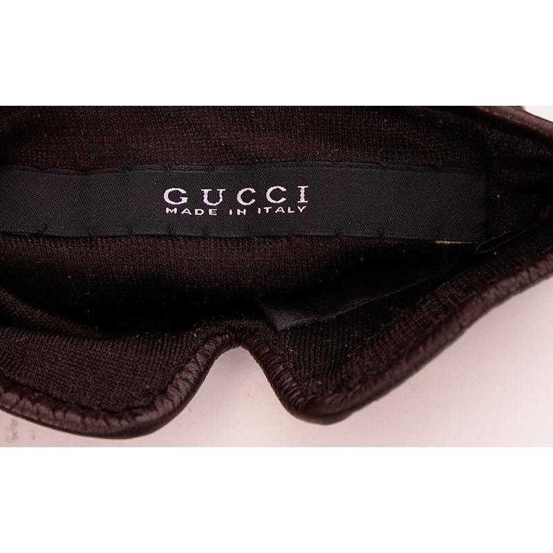 8.5 NEW $730 GUCCI Brown NAPPA LEATHER & Suede 1973 GG LOGO DRIVING GLOVES NIB