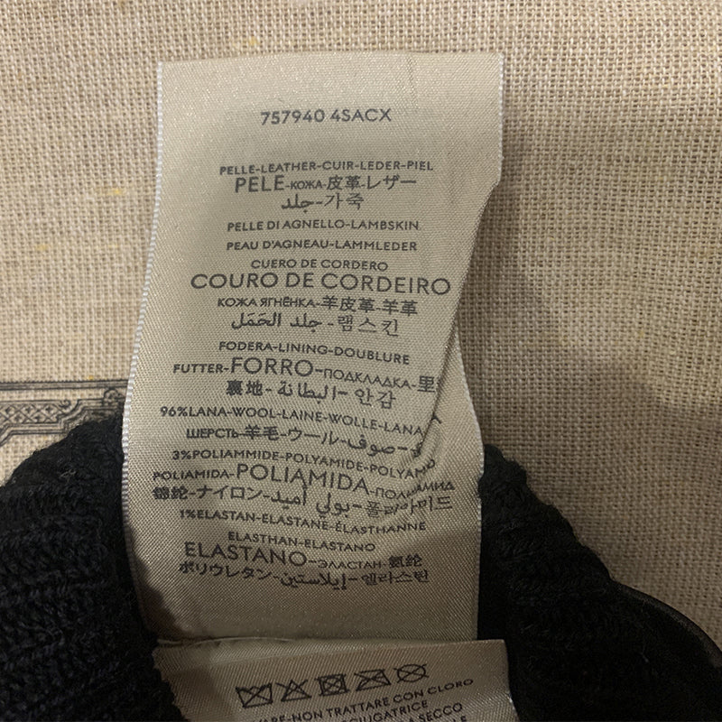 sz 9.5/10.5 M NEW $840 GUCCI Men's Black Leather Lambskin Wool Lined GG LOGO GLOVES