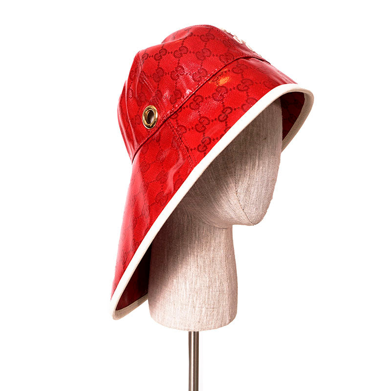 sz M NEW $595 GUCCI x Adidas Wide Brim GG Supreme LOGO Wide-Brimmed Cloche HAT