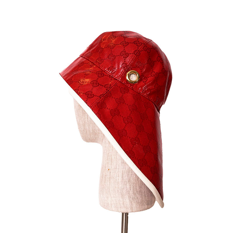 sz M NEW $595 GUCCI x Adidas Wide Brim GG Supreme LOGO Wide-Brimmed Cloche HAT