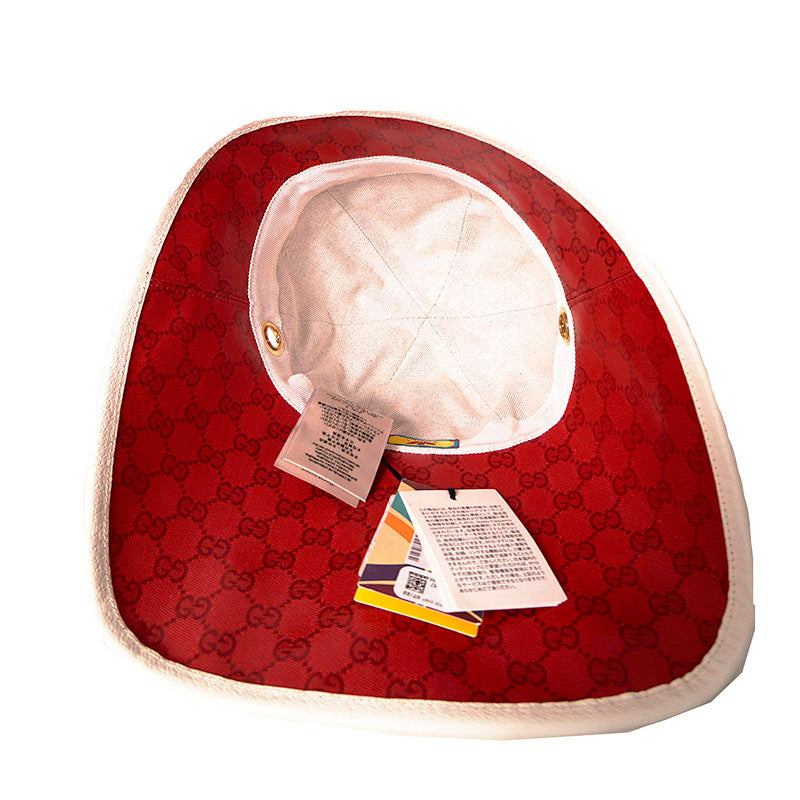 sz M NEW $595 GUCCI x Adidas Wide Brim GG Supreme LOGO Wide-Brimmed Cloche HAT