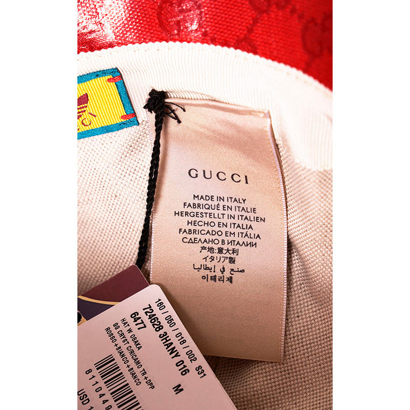 sz M NEW $595 GUCCI x Adidas Wide Brim GG Supreme LOGO Wide-Brimmed Cloche HAT