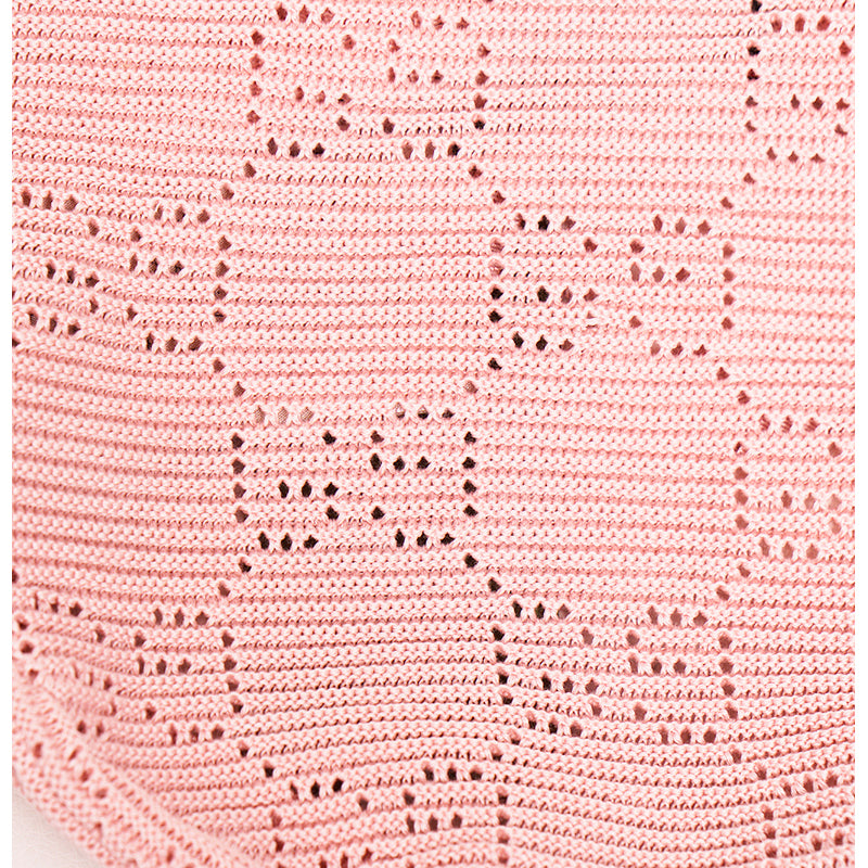 sz M NEW $620 GUCCI Pink Crochet GG LOGO Monogram Cotton Blend Knit BERET HAT
