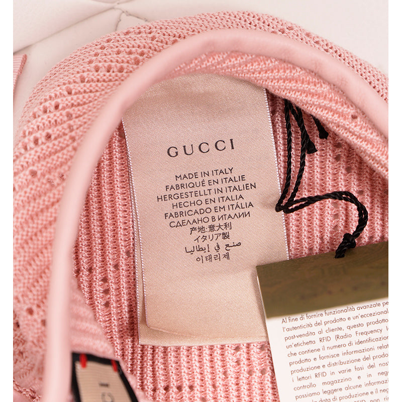 sz M NEW $620 GUCCI Pink Crochet GG LOGO Monogram Cotton Blend Knit BERET HAT