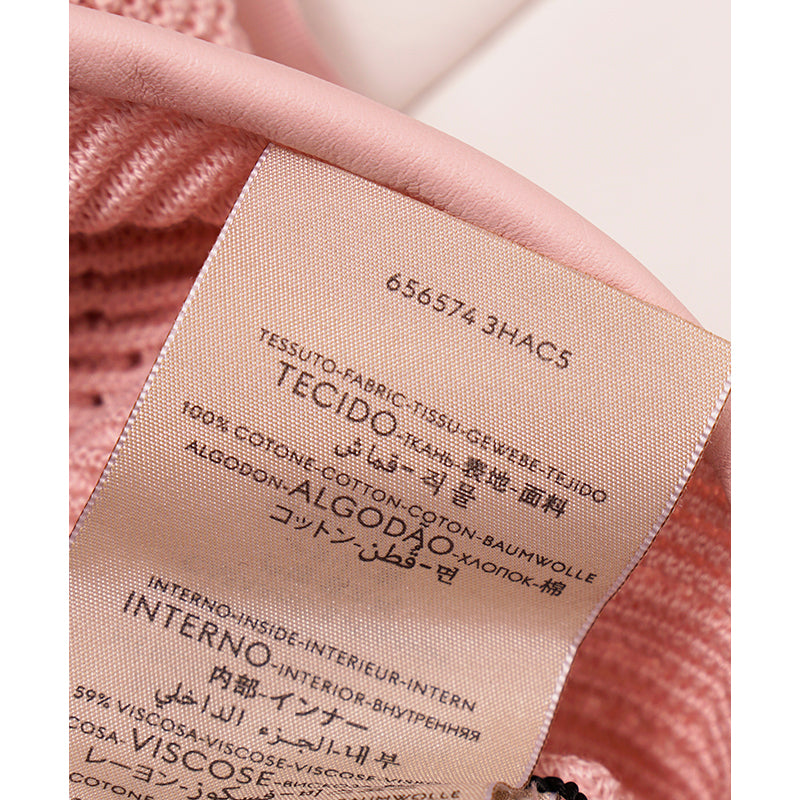 sz M NEW $620 GUCCI Pink Crochet GG LOGO Monogram Cotton Blend Knit BERET HAT