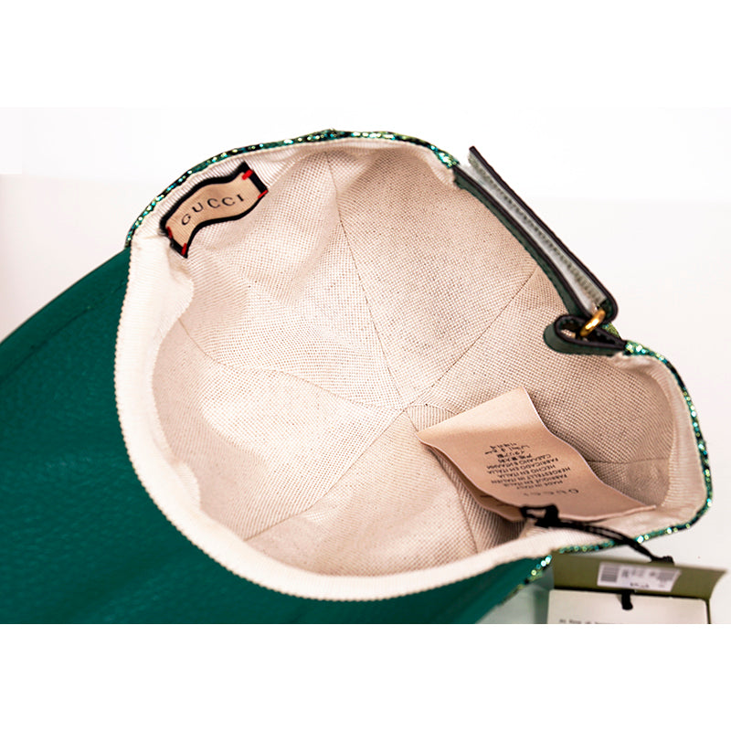 M NEW $685 GUCCI Green GG LAME Silk Blend Jacquard Monogram Unisex BASEBALL HAT