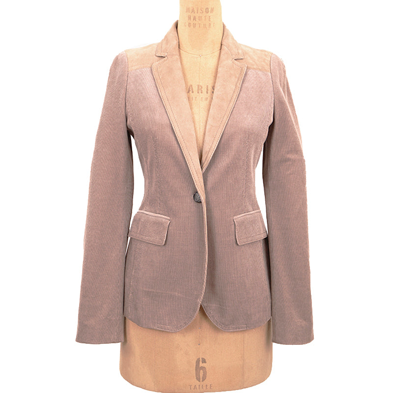 sz S NEW $2900 GUCCI EQUESTRIAN Tan Cord CREST LOGO BUTTON Riding BLAZER JACKET
