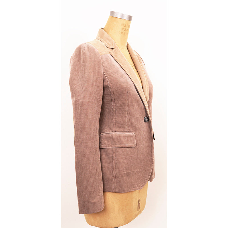sz S NEW $2900 GUCCI EQUESTRIAN Tan Cord CREST LOGO BUTTON Riding BLAZER JACKET