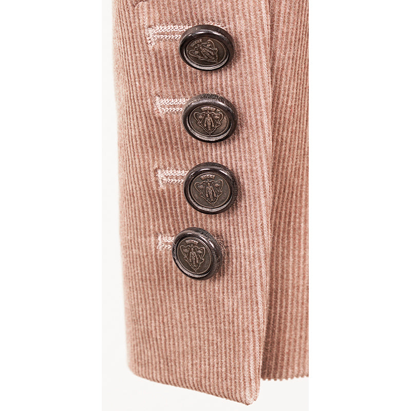 sz S NEW $2900 GUCCI EQUESTRIAN Tan Cord CREST LOGO BUTTON Riding BLAZER JACKET
