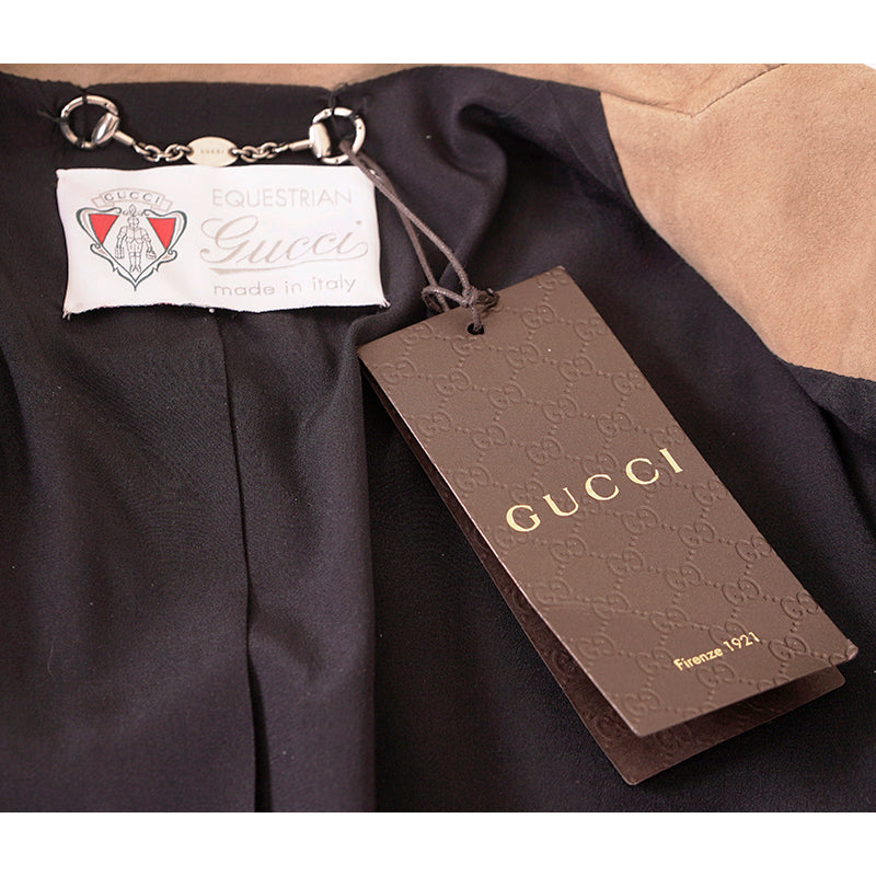 sz S NEW $2900 GUCCI EQUESTRIAN Tan Cord CREST LOGO BUTTON Riding BLAZER JACKET