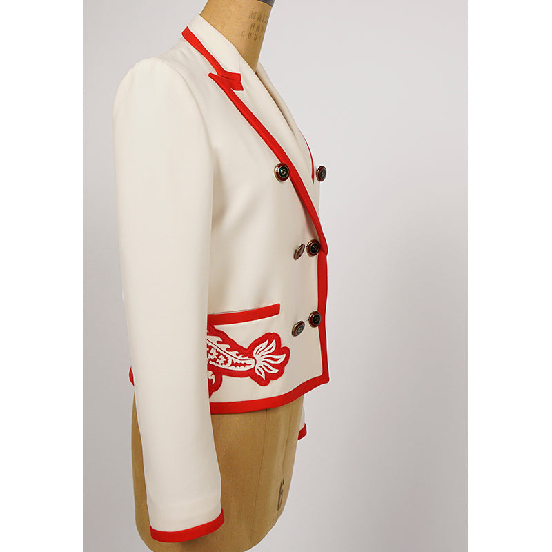 40 NEW $4890 GUCCI RUNWAY Ivory RED DRAGON BEE Silk Wool Double-Breasted JACKET