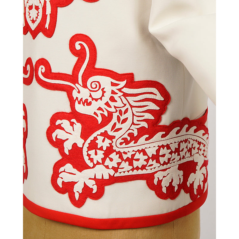 40 NEW $4890 GUCCI RUNWAY Ivory RED DRAGON BEE Silk Wool Double-Breasted JACKET