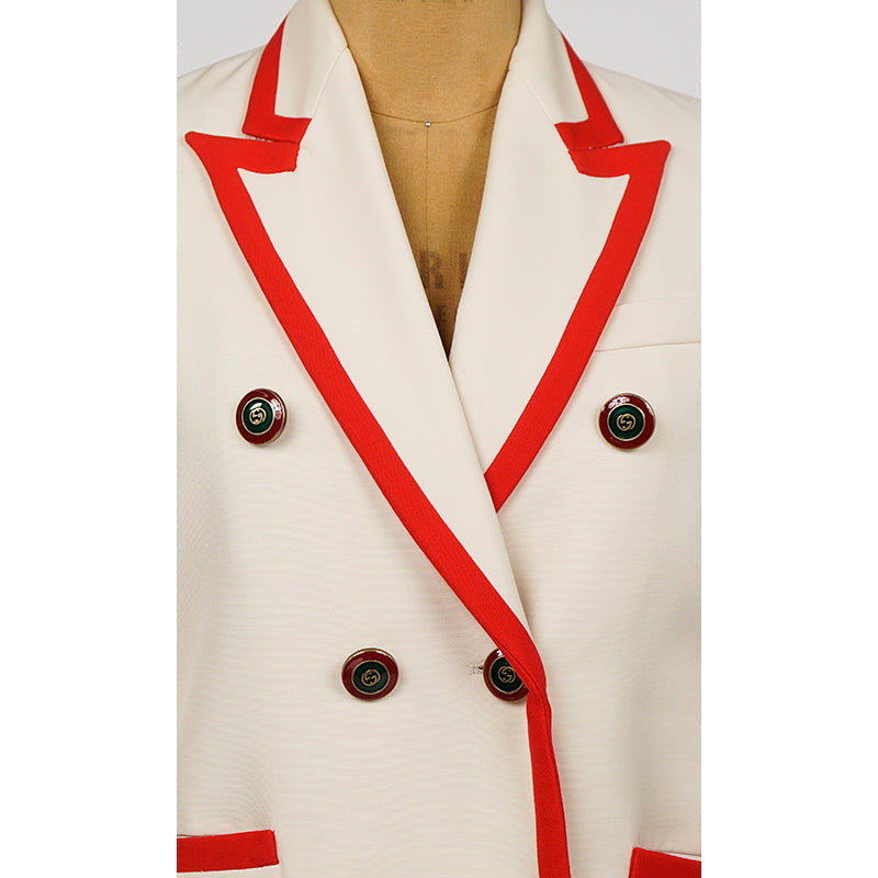 40 NEW $4890 GUCCI RUNWAY Ivory RED DRAGON BEE Silk Wool Double-Breasted JACKET