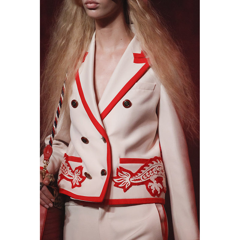 40 NEW $4890 GUCCI RUNWAY Ivory RED DRAGON BEE Silk Wool Double-Breasted JACKET