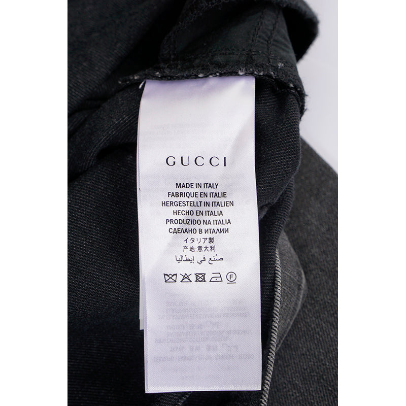 sz 28 NEW $1300 GUCCI Gray GREEN CHINESE DRAGON EMBROIDERY Denim SKINNY JEANS