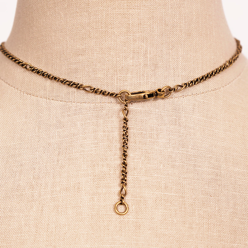 NEW $730 GUCCI Lion Head Aged Gold Tone MARMONT GG LOGO Torchon NECKLACE NIB NWT