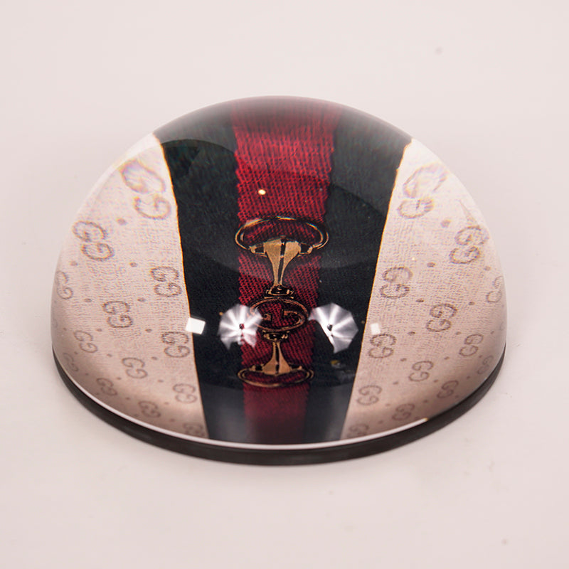 NEW $290 GUCCI Glass Dome Classic Vintage GG & HORSEBIT LOGO Print PAPERWEIGHT