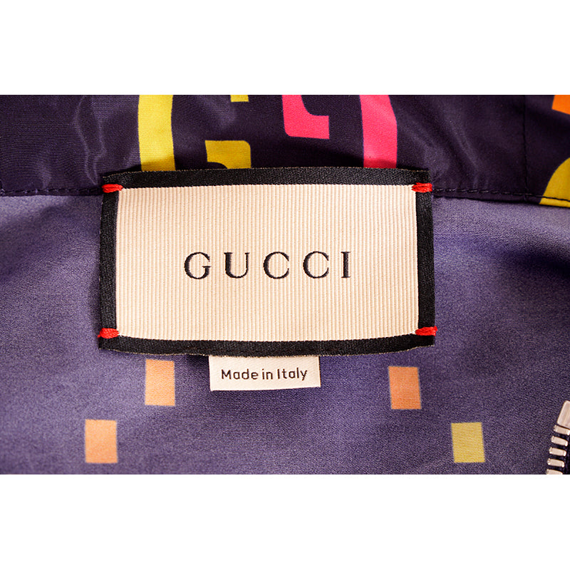 36 NEW $2,600 GUCCI Womans Blue JUMBO GG PRINT Anorak PULLOVER JACKET MINI DRESS