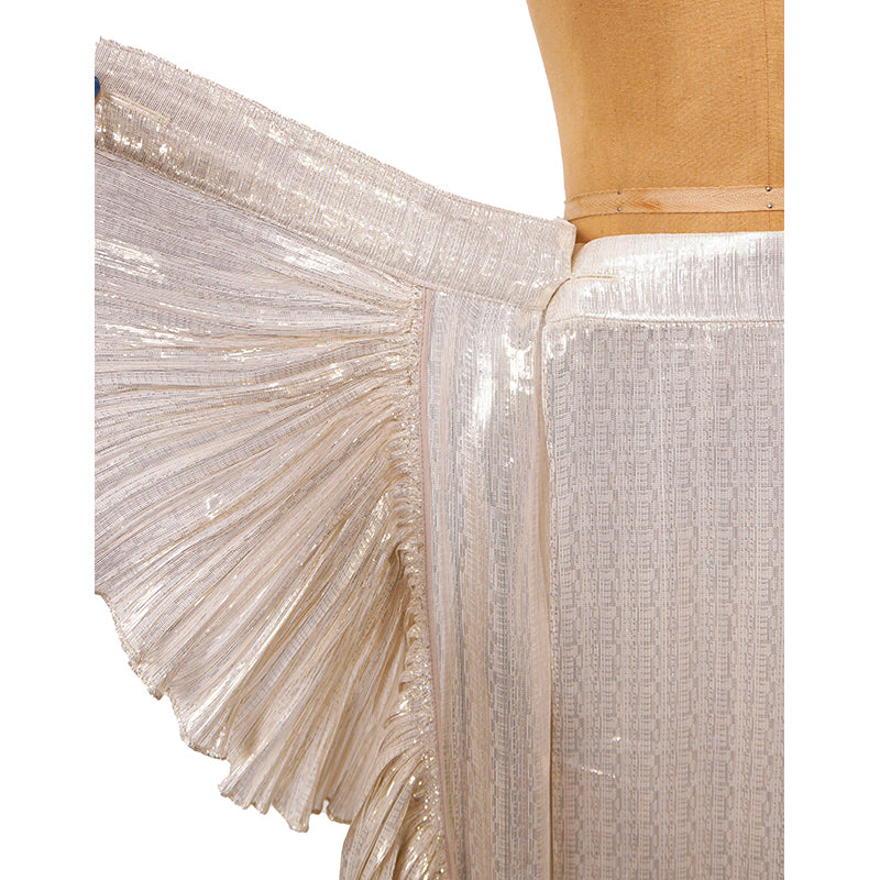 sz XS NEW $2800 GUCCI Gold Silk Ruffled Metallic GG RABBIT LUNAR YEAR Wrap SKIRT
